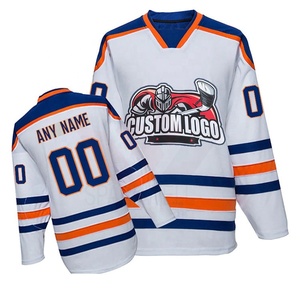 Custom Blue Ice Hockey Jersey Front Sublimated Personalized Player <b>Name</b> Team <b>Name</b> Full Sleeve Moisture Wicking 100% Polyester - Product Image 3