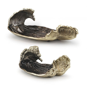 Elegantes tazones de lujo para servir comida, de aluminio fundido, con diseño de flores y hojas chapadas en oro de alta calidad, a un precio impresionante. - Product Image 5