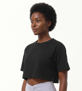 Women Loose Sport Crop Top T-Shirt Women's Short Sleeve Loose Fit Cropped Top <b>Running</b> Training Women Yoga Short Tops - Product Image 1