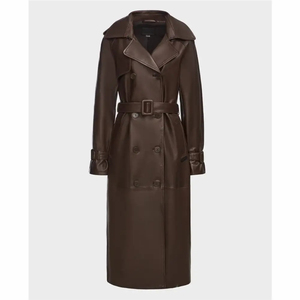 Manteau long en cuir de haute qualité pour femmes, coupe ample, style trench-coat, veste en cuir - Product Image 1