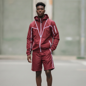 Custom Made Men's Waterproof Streetwear Cotton Two-Piece Windbreaker Shorts Set <b>Zip</b>-<b>Up</b> Summer Tracksuit - Product Image 1
