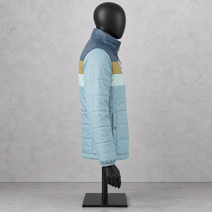 Blouson matelassé homme color block, col montant, fermeture éclair, coupe-vent, hiver, décontracté, coupe droite, rembourrage polyester - Product Image 3