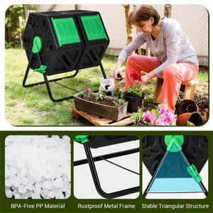 Compostiera da Giardino da 130L con Porte Scorrevoli e Aeratore per Compostaggio - Product Image 6