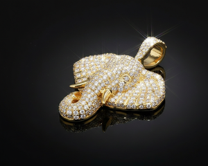 จี้รูปช้างประดับเพชรโมอิสซาไนต์แบบฮิปฮอป สร้อยคิวบัน ทองคำ/เงิน 10K/14K จี้รูปหัวสัตว์ เครื่องประดับหรูหรา - Product Image 2