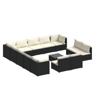 Conjunto de Muebles de Jardín con Estructura Negra y Cojines Color Crema - Product Image 2