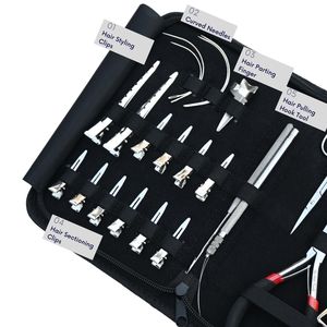 Professional Hair Extension Tools Kit with <b>Silicone</b> <b>Beads</b> in Black Brown and Beige Microlink Pliers Scissors Loop and Hook - Product Image 3