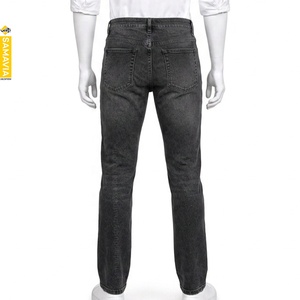 SAMAVIA Men's Solid Straight-Leg Denim <b>Jeans</b> Mid Waist Regular Fit Stonewashed <b>Embroidered</b> Cotton Casual Pants - Product Image 2