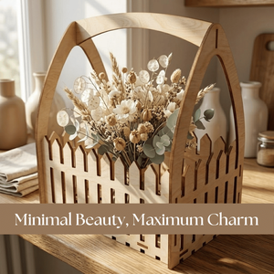 Elegante Cesta de Flores de Madera con Corte Láser |   Cesta de Regalo Floral Decorativa Hecha a Mano para Decoración del Hogar, Bodas y Arreglos DIY - Product Image 2