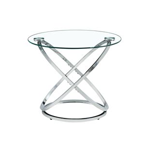 Mesa de Centro Moderna Redonda de Vidrio con Acabado Cromado y Cubierta de Vidrio Templado para Sala de Estar, Mesa de Centro Plateada - Product Image 2