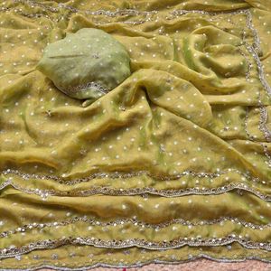 Sari de seda Butti NC pura, premium y de lujo, con trabajo de cuentas originales en oro rosa y blusa de diseñador, precio al por mayor por Royal Export. - Product Image 3