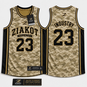 เสื้อบาสเก็ตบอลแขนกุดแบบมีสายรัดไหล่ ระบายอากาศได้ดี ผลิตโดย Ziakot Industry สำหรับทีมชาย พิมพ์ลายแบบ Sublimated  100% โพลีเอสเตอร์ พร้อมสกรีนชื่อทีมตามสั่ง - Product Image 1