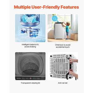 Mini lave-linge portable 1,3 pi3, écran LED, tambour en acier inoxydable, 8 programmes de lavage, 6 niveaux d'eau pour appartements, camping-cars, dortoirs - Product Image 6