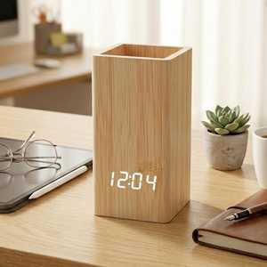 Support à stylos en bois fait main, organiseur d'accessoires de bureau - Product Image 2