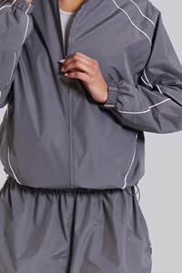 2 Pieces Reflective Edging Jogging Suits Oversized Nylon Ripstop Windbreaker Jackets Pants Sets Lightweight <b>Tracksuits</b> Women - Product Image 4