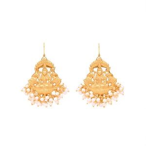 Lakshmi Gold Plated Freshwater Pearl Stud Earrings for Wedding and Party - Product Image 1