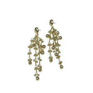 Gold Plated Glass Beads Heart Boho Bohemian Style Dangle <b>Hook</b> <b>Earrings</b> for Women - Product Image 1