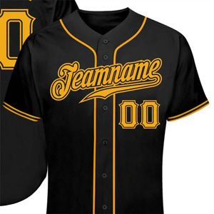 Index Apparel Custom <b>Baseball</b> Jersey Men's Black Gold Sublimated Team Name Number Short Sleeve Moisture Wicking Sportswear - Product Image 2