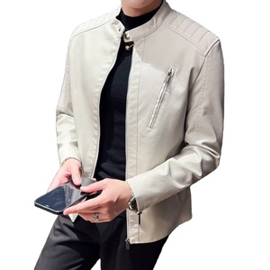 Chaqueta de cuero de moda para hombre Abrigo de invierno de moda fresco con puños de cremallera locomotora Ropa de abrigo atractiva y atractiva - Product Image 2