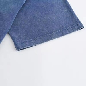 Camiseta Oversize para Hombre, Manga Corta, Cuello Redondo, Color Liso, 100% Algodón Tejido, Denim Lavado, Suave al Tacto, Regular, 230g - Product Image 4
