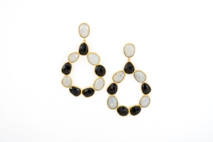 Luxury Moonstone & Black Onyx Classic Drop Earrings Brass Gold Plated Wedding Party Jewelry Custom Logo Purple <b>Elephant</b> - Product Image 4