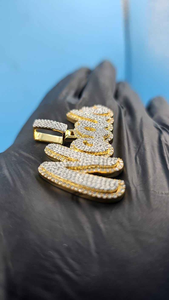 Moissanite <b>Custom</b> <b>Name</b> Pendant Iced Out Hip Hop Diamond Look Luxury Personalized Statement <b>Necklace</b> Jewelry Gift - Product Image 2