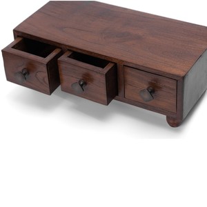 Mini coffre Nono de couleur antique Solution de rangement polyvalente à 3 tiroirs pour une organisation compacte Style design japonais - Product Image 1