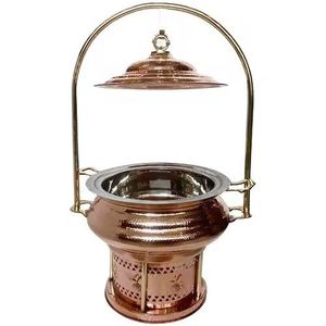 Casserole élégante en cuivre martelé, chauffe-plats haut de gamme, fait main en acier inoxydable, avec nœud décoratif et couvercle - Product Image 3