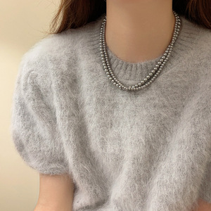 Collar de Perlas Grises para Mujer Shijia, Diseño de Nicho de Lujo Ligero con Temperamento de Alta Gama, Cadena Retro para Clavícula, Ideal para Suéteres - Product Image 4