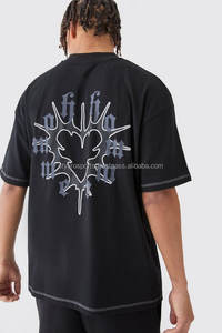 Camiseta de punto de contraste de corazón gráfico de gran tamaño, conjunto corto 100% de algodón, estilo de estampado informal de verano, secado rápido, transpirable, teñido liso - Product Image 3