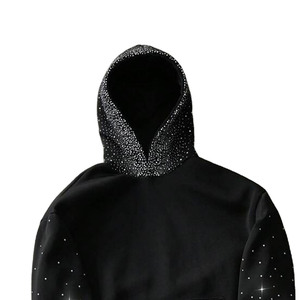 Sweat-shirt noir personnalisé Glory avec strass, 100% coton, tissu doux et respirant, nouveau design tendance en gros pour unisexe - Product Image 3