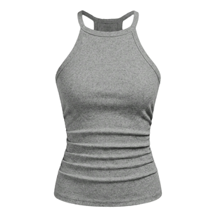 Camiseta sin mangas acanalada para mujer, estilo racerback, ajustada, elástica, de spandex/poliéster, de secado rápido, transpirable, informal, suave, para verano - Product Image 3