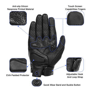 Gants de moto Samroz Sports en cuir véritable, respirants, écologiques, compatibles écran tactile, antidérapants, quatre saisons, unisexes, doux - Product Image 4