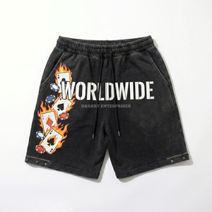 Ensemble T-shirt et short imprimé Skeleton Poker Club pour homme, en coton noir, style streetwear, col rond, tenue d'été, logo mondial - Product Image 4