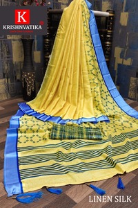 Blusa de Sari de Lino y Seda con Diseño Estampado Vintage, Tejido Suave y Cómodo, Protección Solar, Secado Rápido, para Bodas y Fiestas - Product Image 3