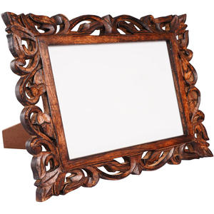Handmade Wooden Rectangular Photo <b>Frame</b> Ornate Carved Tabletop Decorative <b>Picture</b> <b>Frame</b> Horizontal - Product Image 3