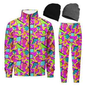 Ensemble de survêtement pour hommes, 2 pièces, veste zippée et pantalon de jogging, avec 2 bonnets en tricot, streetwear décontracté - Product Image 1
