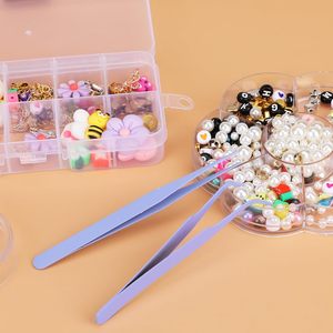 Kit Profesional de Pinzas para Pestañas, 2 Piezas, Pinzas de Acero Inoxidable con Punta Recta y Curva para Extensiones de Pestañas, Manualidades, Arte de Uñas - Product Image 3