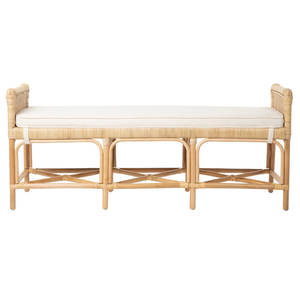 Upholstered Blend Bench with Woven Seating Entryway or Living Room <b>Chair</b> - Product Image 2