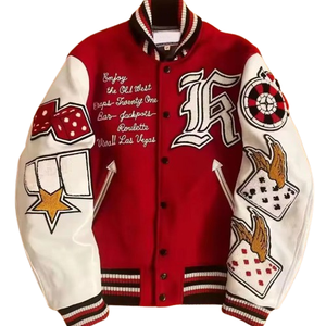 Veste universitaire vintage pour homme avec logo brodé, manches en cuir, style Letterman, veste bomber de baseball, fabricant OEM ODM - Product Image 4
