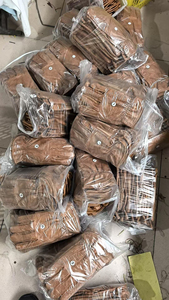 Gants de travail en cuir de vachette marron HARAZ, à doigts entiers, longueur poignet, non doublés, thermiques, écologiques, compatibles écran tactile, hiver - Product Image 5