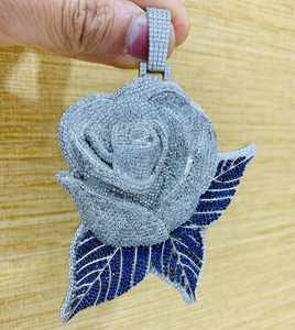 Colgante Big Roee Iced Out VVS Moissanite Hip Hop para Cadena Cubana, Collar con Colgante Inicial de Plata 925 y Moissanite - Product Image 4