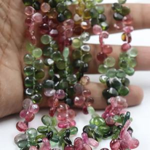 Elegant 6x7mm Multi-<b>Tourmaline</b> Smooth Pear Shape Stone Beads Unique 6x7mm <b>Tourmaline</b> Pear Beads - Product Image 1