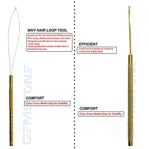 Kit d'outils d'extension capillaire doré en acier inoxydable, comprenant un ouvre-perles micro de 7 pouces, une pince de pose, un outil de séparation à crochet et boucle, et un ciseau d'installation - Product Image 6