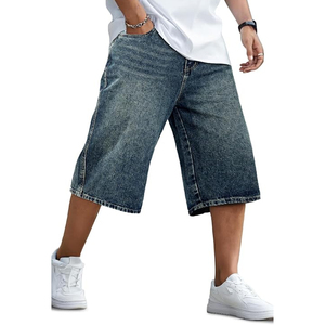 Acid Wash Denim Jorts Men Women Streetwear Baggy Fit Vintage Cotton Custom <b>Shorts</b> Supplier - Product Image 1