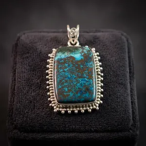 Colgante de Azurita en Plata de Ley 925, Hecho a Mano, con Piedra Preciosa Natural Azul, Joyería de Diseño, Artesanía India, Venta al Por Mayor - Product Image 2