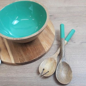 Bols de service à salade modernes jetables en bois de manguier et d'acacia, faits à la main, les plus vendus, vaisselle de fête, usine de l'Uttar Pradesh - Product Image 1