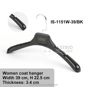 Astrid 44 CM High Quality Custom Logo Clothing Organizer Flexible Injection-Technics Black Plastic <b>Hanger</b> <b>for</b> Store Display - Product Image 2