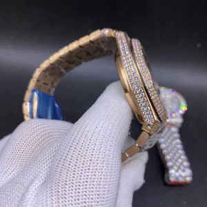 Reloj de Lujo para Hombre BOJ A.P.49, Esfera Esqueleto en Oro Rosa y Negro, Movimiento de Cuarzo, Diamantes VVS y Moissanita, Precio Bajo - Product Image 4