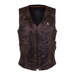 Women <b>Leather</b> <b>Biker</b> Waistcoat Slim Fit Vintage Motorcycle <b>Vest</b> Sleeveless Outerwear V Neck Pockets Casual Windproof Fashion - Product Image 4