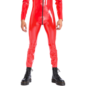 Traje Zentai de PVC Rojo Brillante, Traje Ajustado de Cuerpo Entero, Disfraz de Manga Larga para Hombres Adultos - Product Image 3